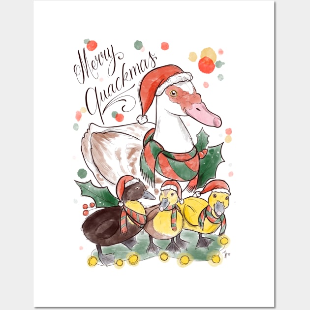 Merry quackmas Wall Art by Jurassic Ink